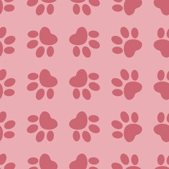 Naklejka na ściany i meble Seamless pattern of pink puppy paws