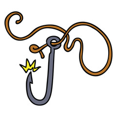 cartoon doodle of a sharp fishing hook