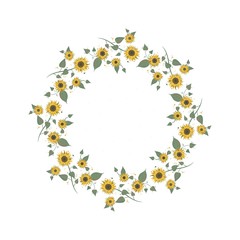 Sunflower nature round frame 