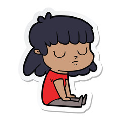 sticker of a cartoon indifferent woman