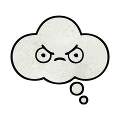 retro grunge texture cartoon thought bubble