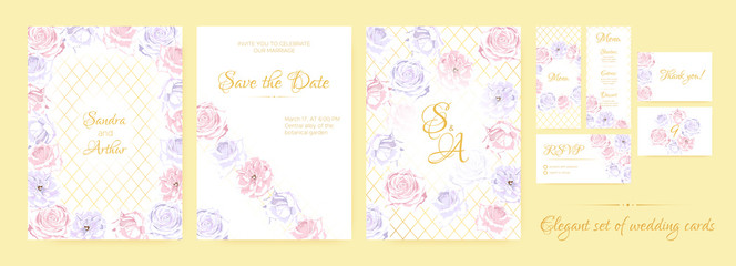 Floral Wedding Invite in Pastel Colors.