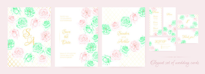 Wedding Cards or Invitation Templates Set.