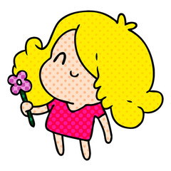 cartoon of a cute kawaii girl