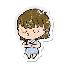 distressed sticker of a cartoon woman