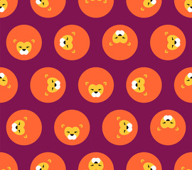 Lion cartoon pattern seamless. Leo muzzle background. Baby cloth texture