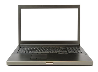 laptop with blank screen and new design, isolated on a white