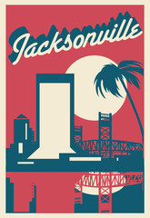 Jacksonville Florida skyline postcard