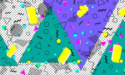 Obraz premium Pop art color background. Memphis pattern
