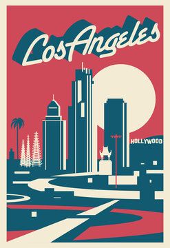 Los Angeles California skyline postcard