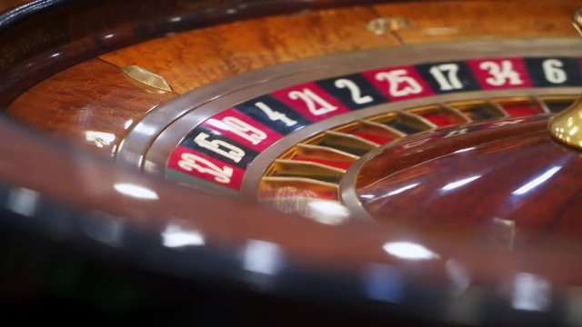 Casino luxury roulette table with chips