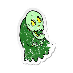 retro distressed sticker of a cartoon spooky ghoul