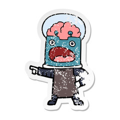 distressed sticker of a cartoon robot