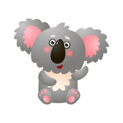 Funny greeting koala isolated on white background
