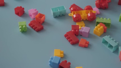 Toy block pieces on celestial background