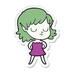 sticker of a cartoon elf girl