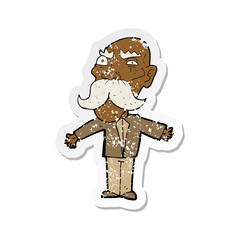 retro distressed sticker of a cartoon angry old man