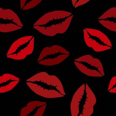 Seamless pattern of red lips