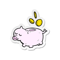 sticker of a cartoon piggy bank