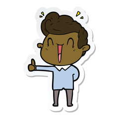 sticker of a cartoon excited man