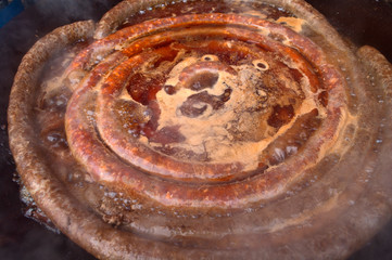 Sausages to be baked outdoors