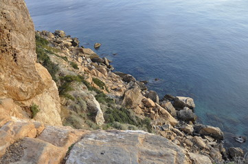 Fototapeta na wymiar Coast of Mediterranean Sea in Greece