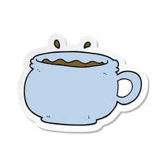 sticker of a cartoon hot cup of coffee
