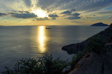 Fototapeta premium Sunset in Sounion, Greece