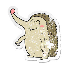 retro distressed sticker of a cartoon hedgehog