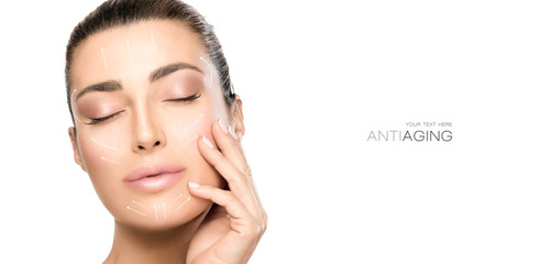 Beauty Face Spa Woman. Surgery and Anti Aging Concept.