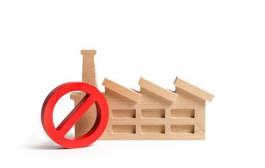 The red sign is NO and the plant or factory. The concept of a ban on the construction of hazardous...