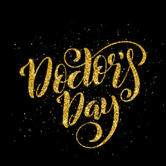 World doctors day. Template for poster with handdrawn lettering. Vector.