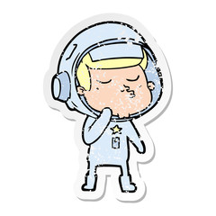 Obraz premium distressed sticker of a cartoon confident astronaut