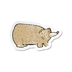 retro distressed sticker of a funny cartoon bear