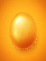 Realistic easter egg decorated in gold color . Vector .