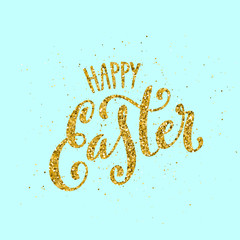 Happy Easter banner with handdrawn calligraphy.Template for poster with letttering. Vector.