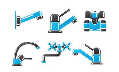 Vector icons. Set of various bathroom faucets