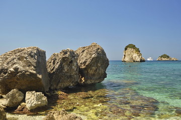 Fototapeta na wymiar Rock in the sea in Greece