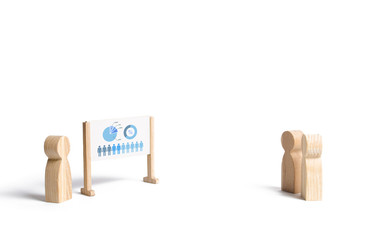 A person holds a presentation on the whiteboard on an isolated background. Business meeting, briefing. Report and strategy development, building an action algorithm. Roadmap to complete the task.