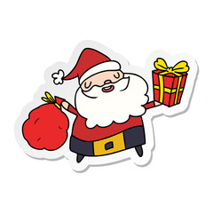 christmas sticker cartoon of kawaii santa