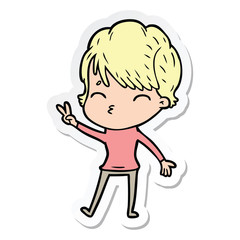 Obraz premium sticker of a cartoon woman thinking