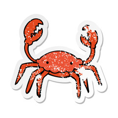 distressed sticker of a cartoon crab