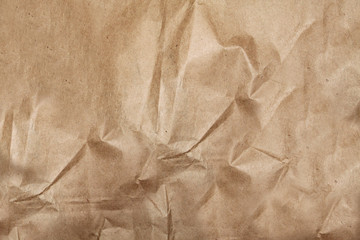 Paper crumpled package coffee color background or texture