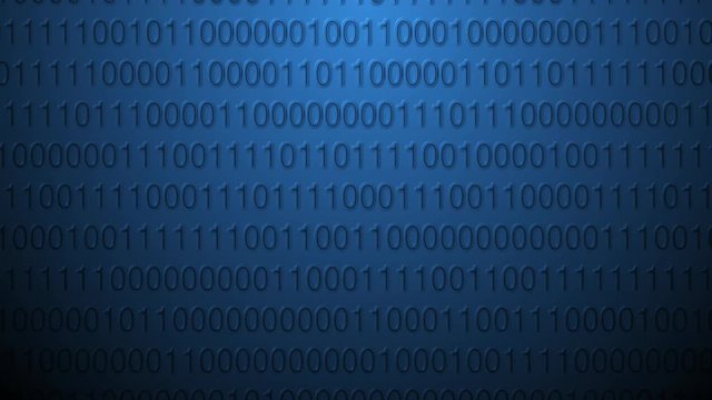 Technological Digital binary data glitch background with binary code. Binary digits 1 and 0 on blue background. Animation.