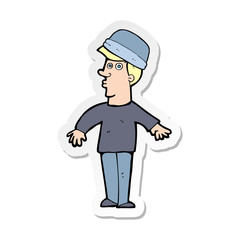 sticker of a cartoon man wearing hat