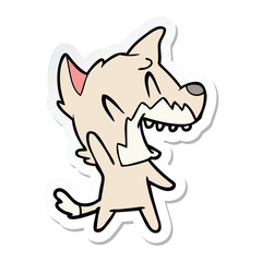 sticker of a laughing fox cartoon