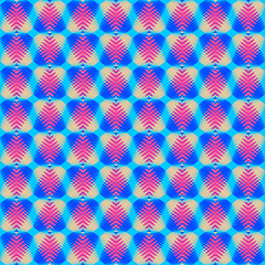 Pattern of blue hearts from the sky stripes on a yellow background in a bright intersection.