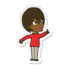 sticker of a cartoon woman arguing