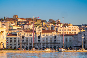 Piazza Unita d Italia and castle Castello di San Giusto in Triest