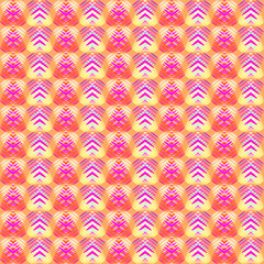 Pink striped hearts on a red background.